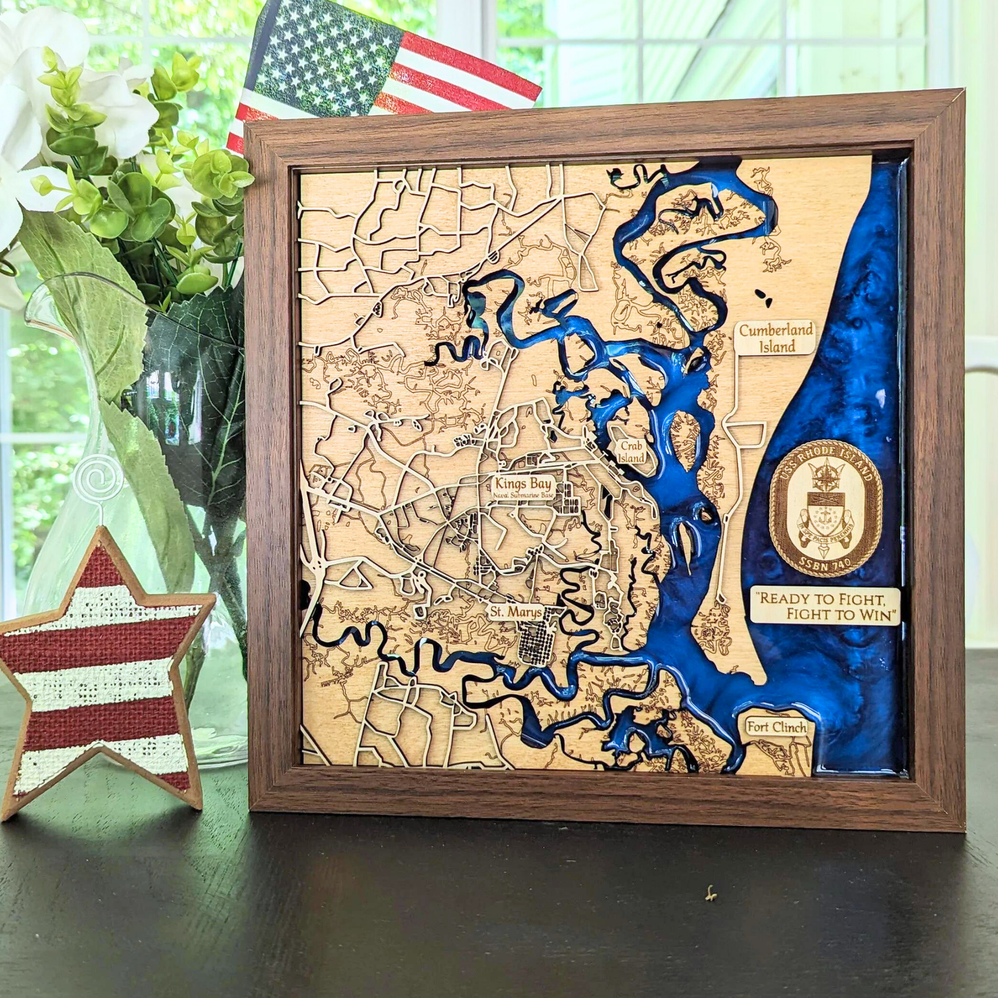 Kings Bay Epoxy Map - 12"x12"