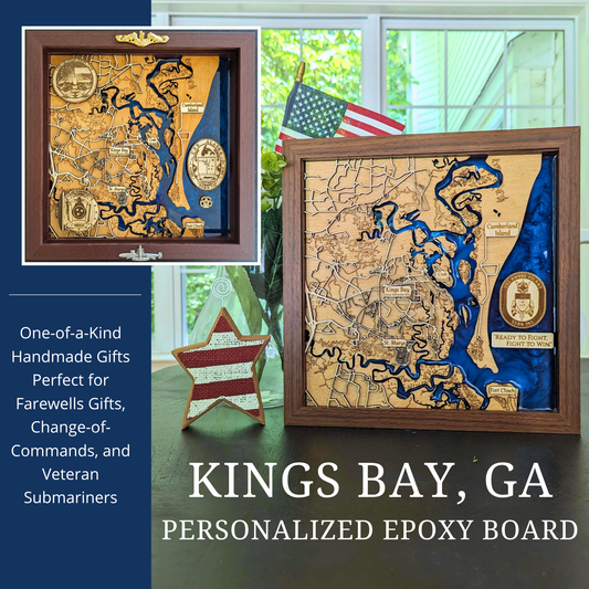 Kings Bay Epoxy Map - 12"x12"