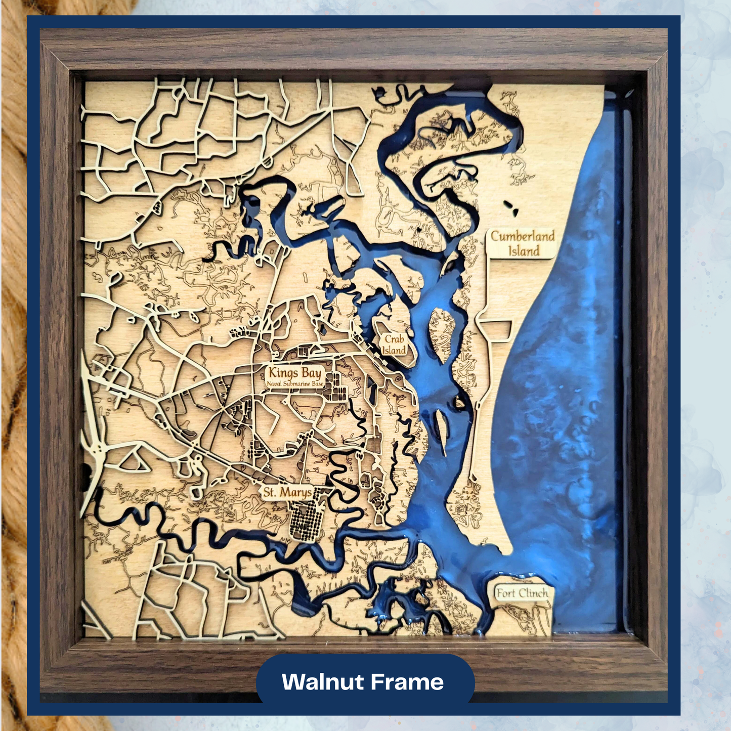 Kings Bay Epoxy Map - 12"x12"