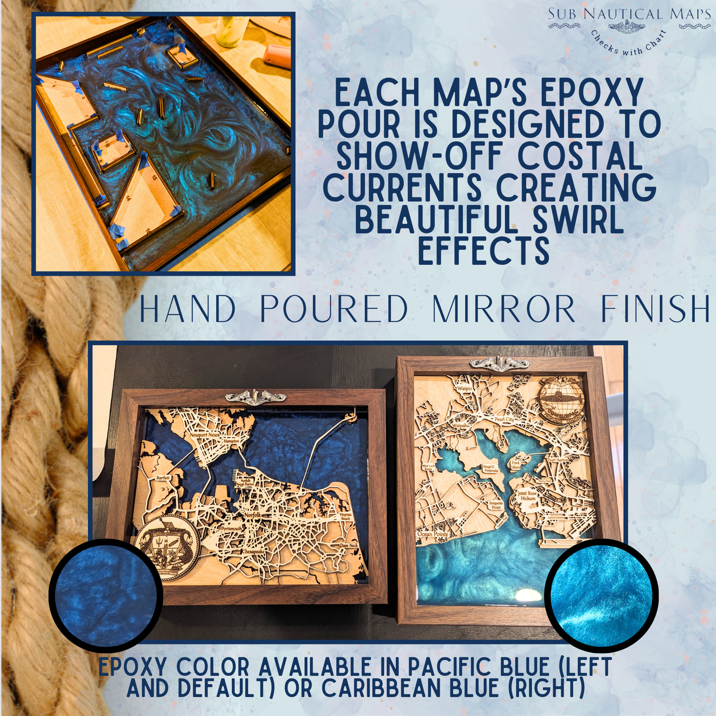Kings Bay Epoxy Map - 12"x12"