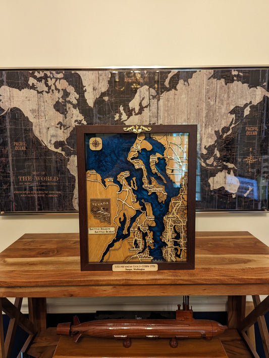 Bangor, Bremerton, Whidbey Island, Everett, Seattle Epoxy Map - 11" x 14"