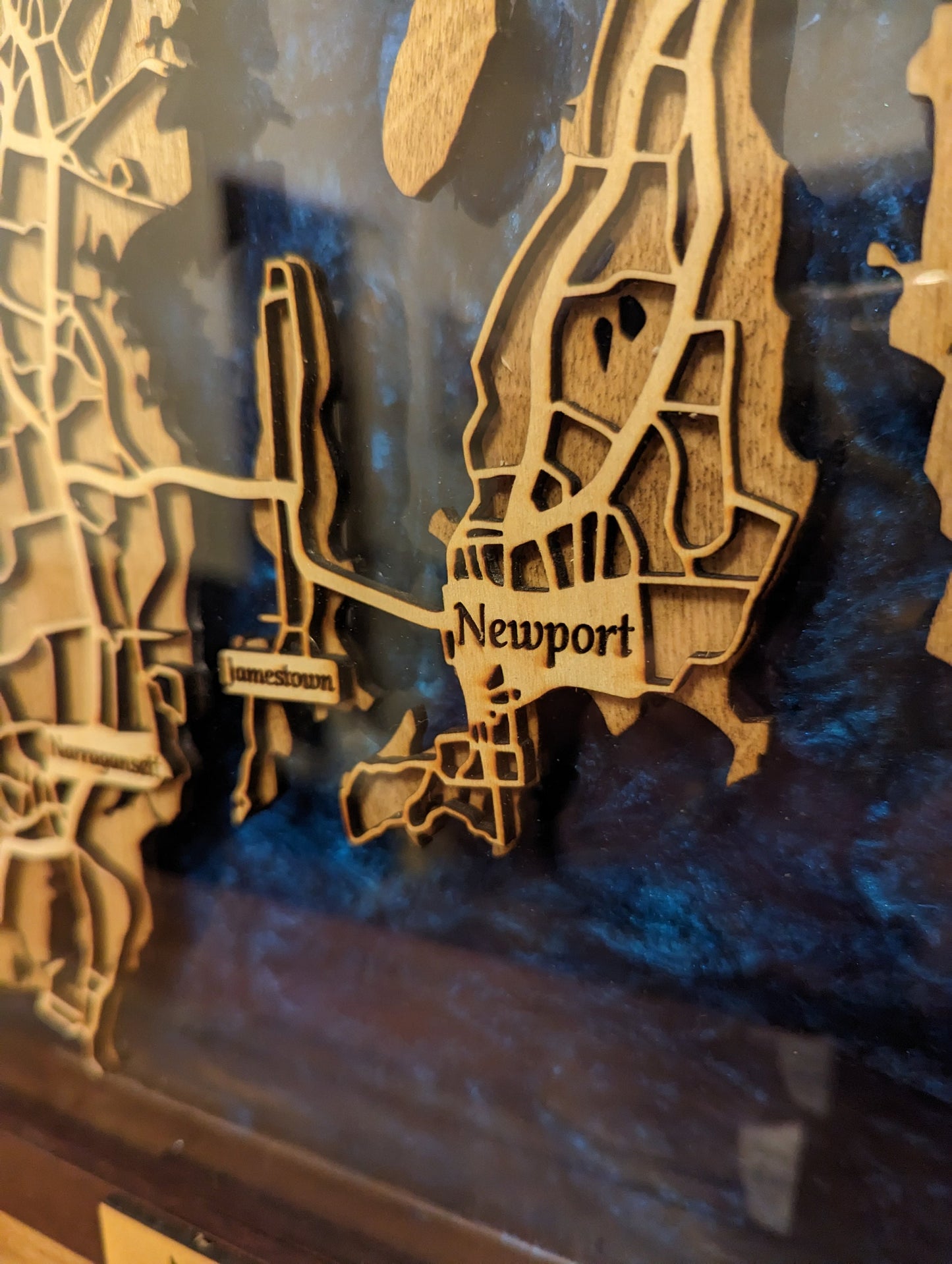 Newport Rhode Island Epoxy Map - OCS, NAPS, War College - 11" x 14"