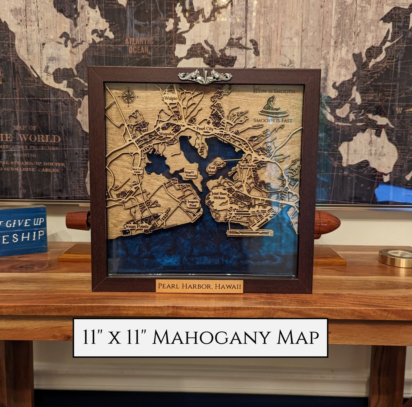 Pearl Harbor Hawaii Epoxy Map (Joint Base Hickam)