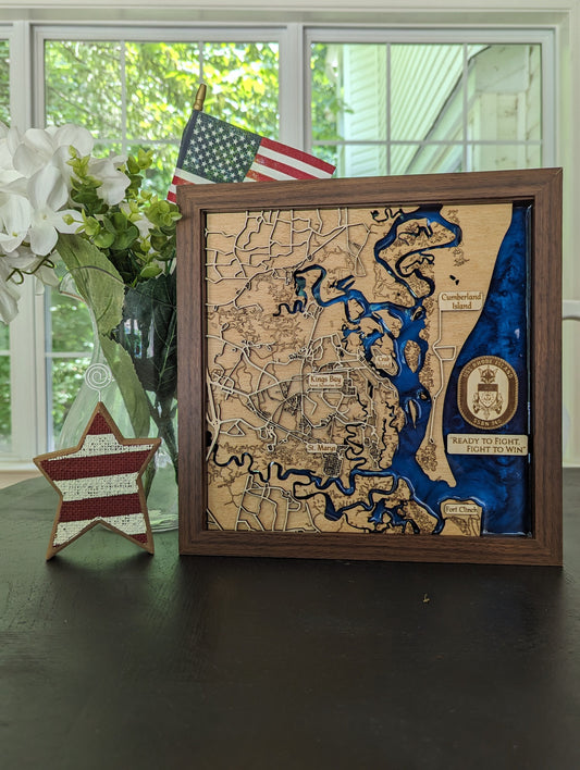 Kings Bay Epoxy Map - 11"x11"