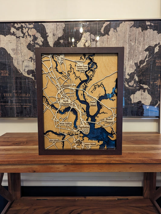 Charleston South Carolina Epoxy Map - 11" x 14"