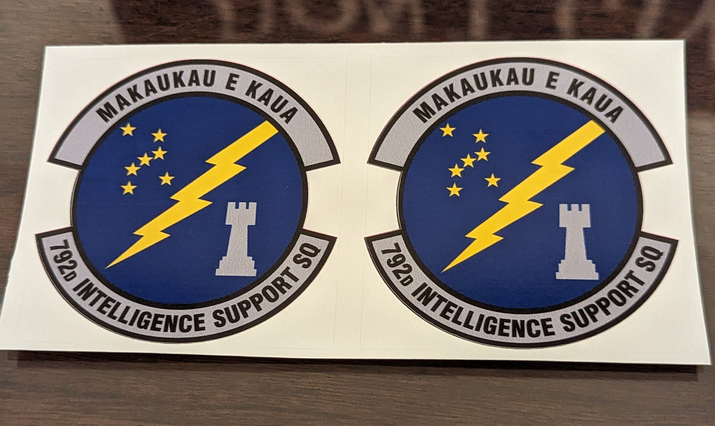 792 Intelligence Support Squadron - Di-Cut Stickers - United States Air Force  (USAF) - Makaukau E Kaua