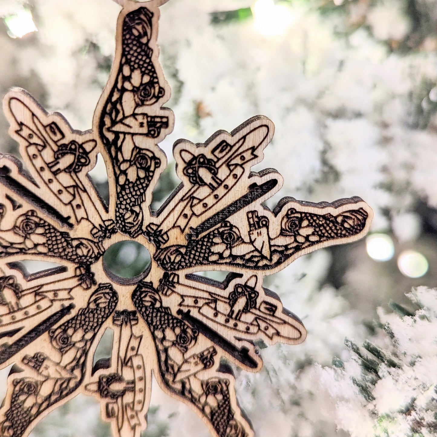 Submarine Dolphins Snowflake Ornament