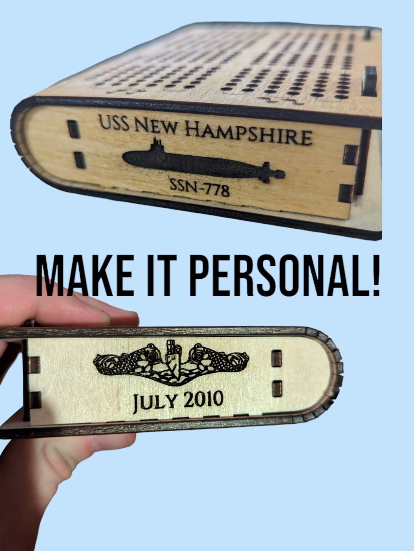 Personalized Submariner Travel Cribbage Board